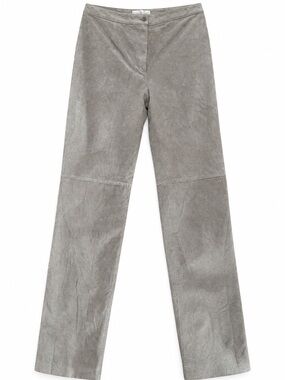 Doncaster Light Beige Genuine Suede Pants Size 8 | Straight Leg Suede Trousers